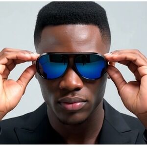 Sunglasses Men Blue Mirror Lens Fashion Pilot Style Sun Glasses Lentes‎ Humbres
